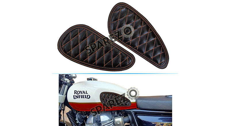 Customized Royal Enfield Interceptor 650cc Leather Knee Pad Pair Union Jack D2