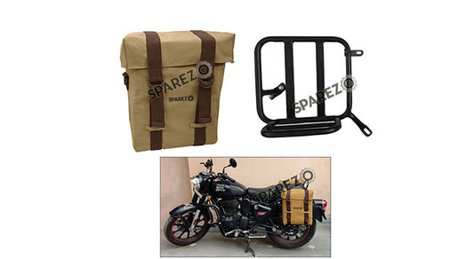 Royal Enfield Classic Reborn 350cc Sand Color RH Military Pannier Bag and Mounting