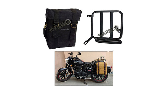 Royal Enfield Classic Reborn 350cc Black Color LH Military Pannier Bag and Mounting 2022-23