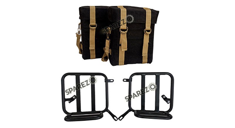 Royal Enfield New Classic Reborn 350cc Military Pannier Black and Golden Color Bags With Fitting