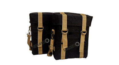 Royal Enfield New Classic Reborn 350cc Military Pannier Black and Golden Color Bags With Fitting