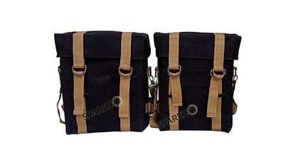 Royal Enfield New Classic Reborn 350cc Military Pannier Black and Golden Color Bags With Fitting