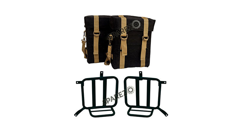Royal Enfield Meteor 350cc Military Pannier Black and Golden Color Bags With Fitting