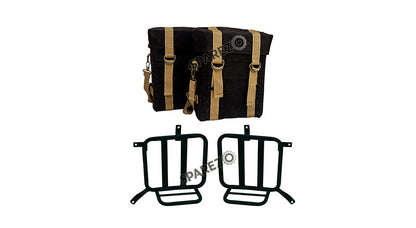 Royal Enfield Meteor 350cc Military Pannier Black and Golden Color Bags With Fitting