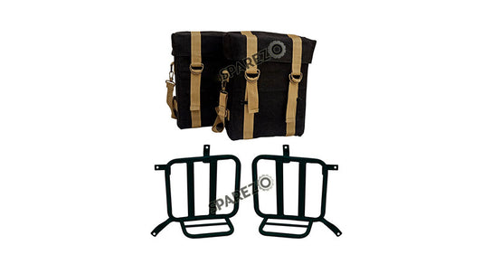 Royal Enfield Meteor 350cc Military Pannier Black and Golden Color Bags With Fitting