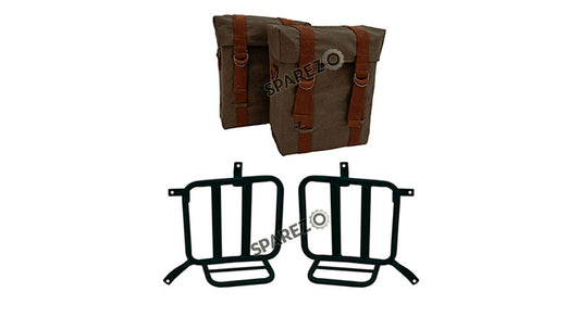 Royal Enfield Meteor 350cc Military Pannier Bags Olive Color With Fitting