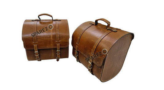 Royal Enfield Meteor 350cc Leather Brown Tan Bags Pair