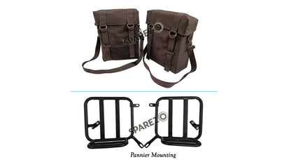 Royal Enfield New Classic Reborn 350cc Military Pannier Bag Brown With Fitting