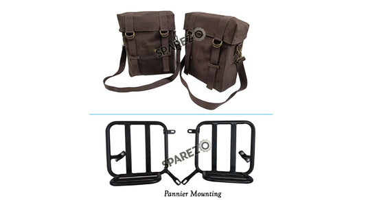 Royal Enfield New Classic Reborn 350cc Military Pannier Bag Brown With Fitting