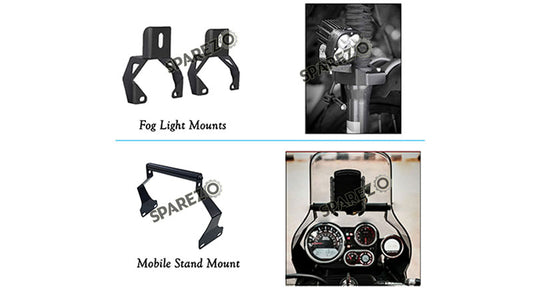 Royal Enfield Himalayan BS6 Fog Light Mounts and Mobile Stand Mount Accessories