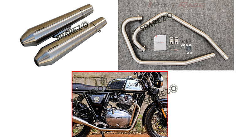 Royal Enfield GT and Interceptor 650cc SS LH-RH Exhaust Header Pipe with Silencer Matt Finish