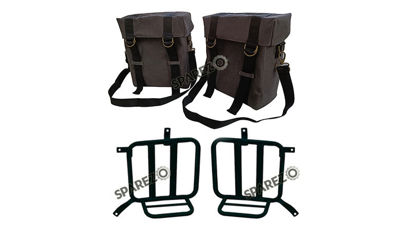 Royal Enfield Meteor 350cc Military Pannier Bags Gray Color With Fitting
