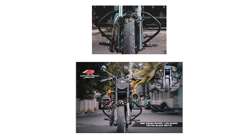 Royal Enfield Classic Reborn and Meteor 350cc Red Rooster Crash Guard Triton Matt Black