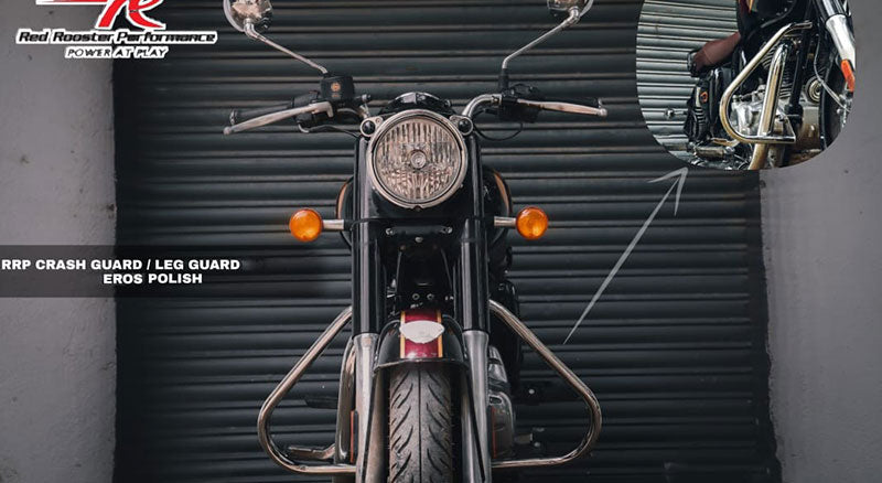 Royal Enfield Reborn Classic and Meteor 350cc Red Rooster Crash Guard Eros Polish