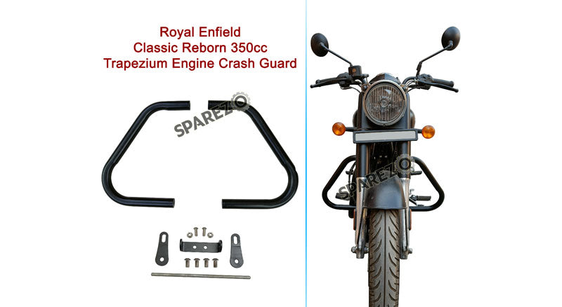 Royal Enfield Classic Reborn and Meteor 350cc Trapezium Engine Crash Guard Black