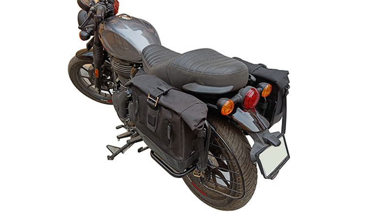 Royal Enfield Hunter 350 Pannier Luggage Bags Black And Mounting 2022-23