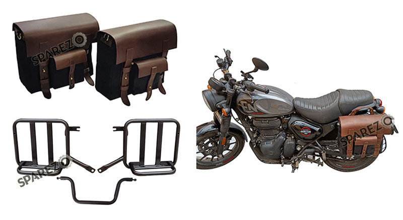 Royal Enfield Hunter 350 LH RH Pannier Luggage Bags Black And Mounting 2022-23