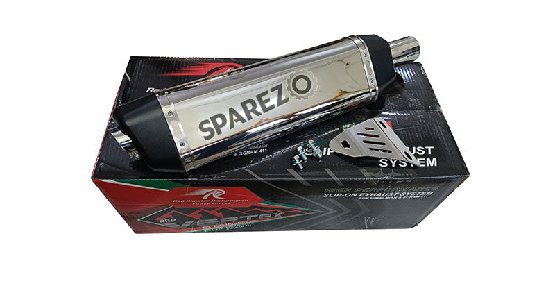 Royal Enfield Himalayan Scram 411 Red Rooster SS Exhaust Silencer Polished