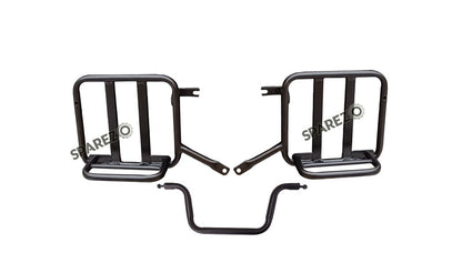 Royal Enfield Hunter 350 Grey Black Leather Bags with Mounting Pair