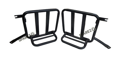 Royal Enfield Hunter 350 Grey Black Leather Bags with Mounting Pair