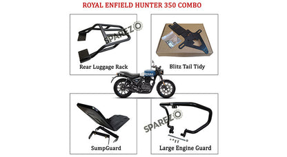 Royal Enfield Hunter 350 Luggage Rack Tail Tidy Engine Guard and Sumpguard