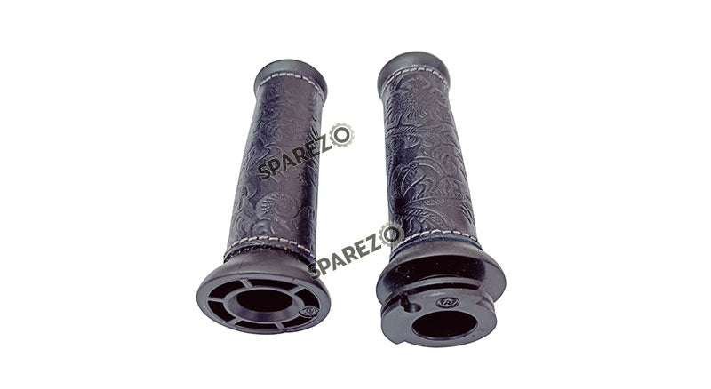 Royal Enfield Classic Reborn 350 and Meteor 350 Lever Grip With Engraved Leather Cover Black