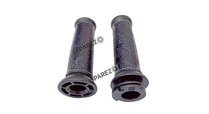Royal Enfield Classic Reborn 350 and Meteor 350 Lever Grip With Engraved Leather Cover Black
