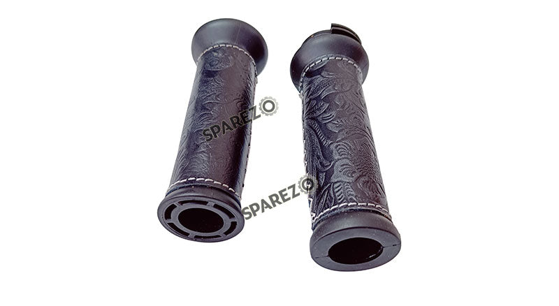 Royal Enfield Classic Reborn 350 and Meteor 350 Lever Grip With Engraved Leather Cover Black