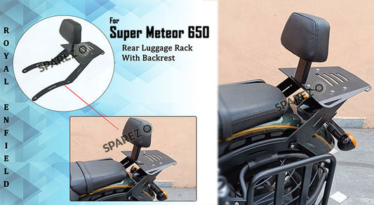 Royal Enfield Super Meteor 650 Rear Luggage Rack With Backrest Black