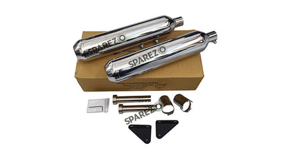 Royal Enfield Super Meteor 650 AEW 202 Chrome Exhaust Silencer LH and RH Pair