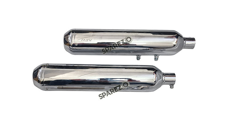 Royal Enfield Super Meteor 650 AEW 202 Chrome Exhaust Silencer LH and RH Pair
