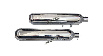 Royal Enfield Super Meteor 650 AEW 202 Chrome Exhaust Silencer LH and RH Pair
