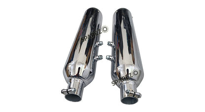 Royal Enfield Super Meteor 650 AEW 202 Chrome Exhaust Silencer LH and RH Pair