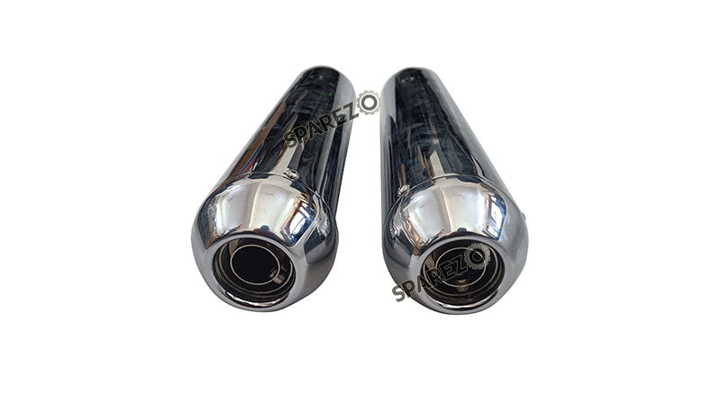 Royal Enfield Super Meteor 650 AEW 202 Chrome Exhaust Silencer LH and RH Pair