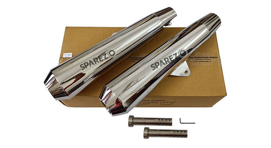 Royal Enfield GT and Interceptor 650 AEW 103 Polished Exhaust Silencer LH-RH Pair