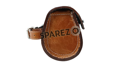 Universal Fit Indian Motorbike Front Side Tan Color Genuine Leather Tool Bag