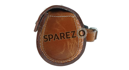 Universal Fit Indian Motorbike Front Side Tan Color Genuine Leather Tool Bag