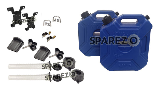Royal Enfield Blue Color Jerry Can Pair with Mount for BS6 Himalayan 411