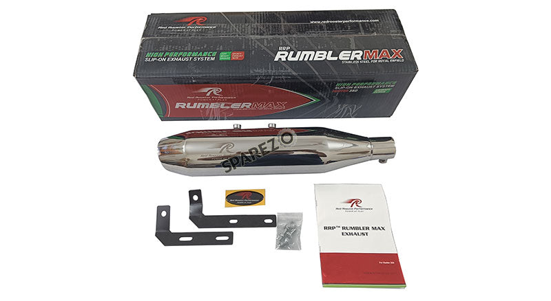 Royal Enfield Meteor 350-Hunter-Classic Reborn 350 Red Rooster Silencer Polished