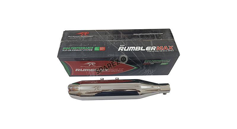 Royal Enfield Meteor 350-Hunter-Classic Reborn 350 Red Rooster Silencer Polished