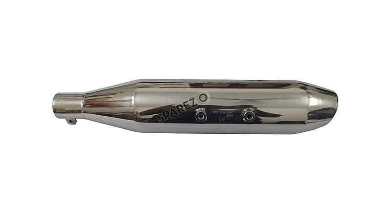 Royal Enfield Meteor 350-Hunter-Classic Reborn 350 Red Rooster Silencer Polished