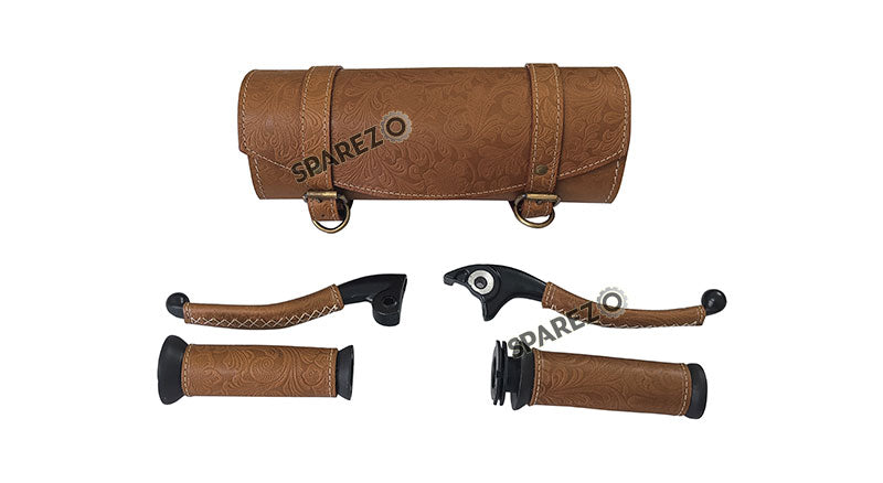 Royal Enfield Meteor and Classic Reborn 350 Big Size Tool Bag lever with Grip Brown