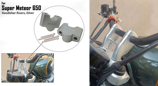 Royal Enfield Super Meteor 650 Aluminium Handlebar Risers 35mm Silver