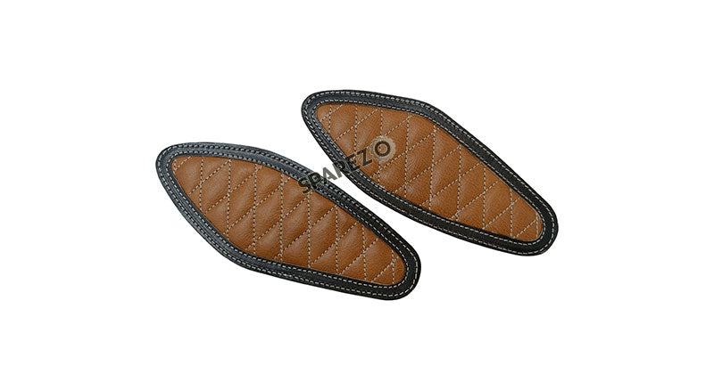 Royal Enfield Hunter 350 Genuine Leather Diamond Design Tank Pad Brown D1
