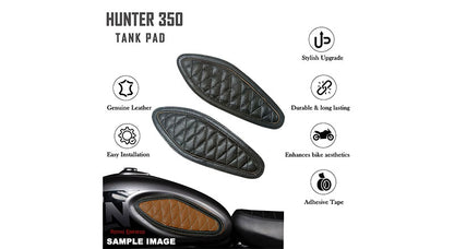 Royal Enfield Hunter 350 Genuine Leather Diamond Design Tank Pad Black D6