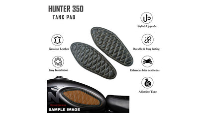 Royal Enfield Hunter 350 Genuine Leather Diamond Design Tank Pad Black D8