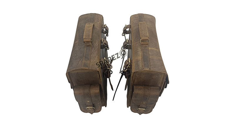 For Royal Enfield Super Meteor 650 Rusty Brown Pannier Bags Pair With Mountings