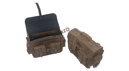 For Royal Enfield Super Meteor 650 Rusty Brown Pannier Bags Pair With Mountings