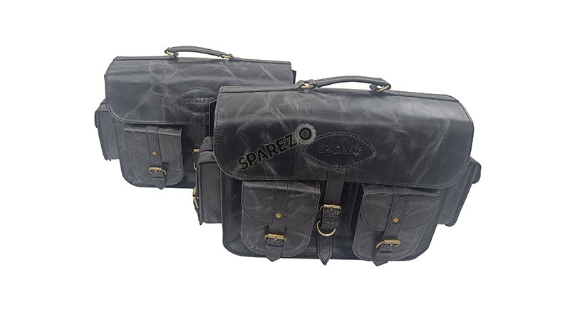 For Royal Enfield Super Meteor 650 Black Pannier Bags Pair With Mountings
