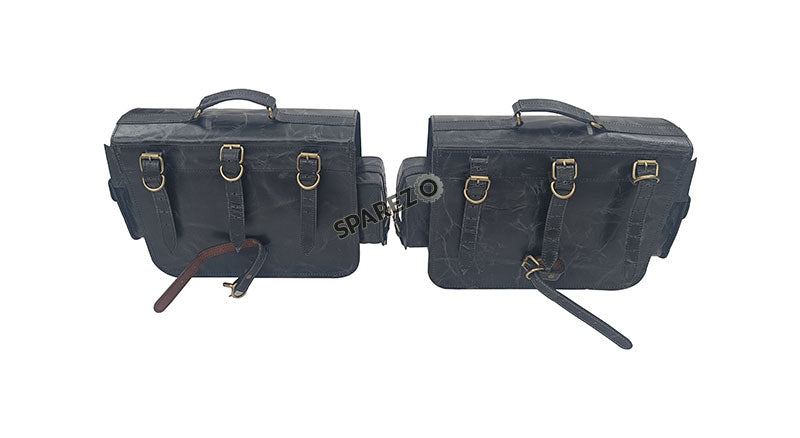 For Royal Enfield Super Meteor 650 Black Pannier Bags Pair With Mountings